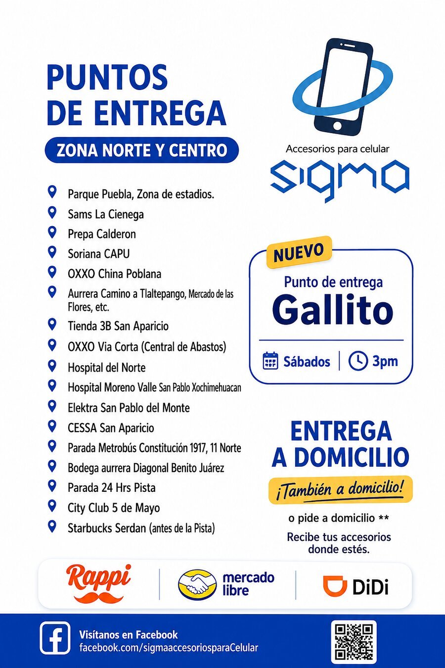 Puntos de entrega Sigma Accesorios — zona norte y centro