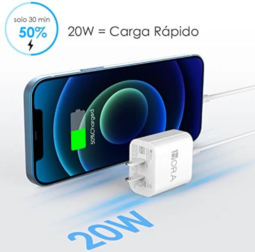 Cargador C A C 20w Carga Rápida 1hora