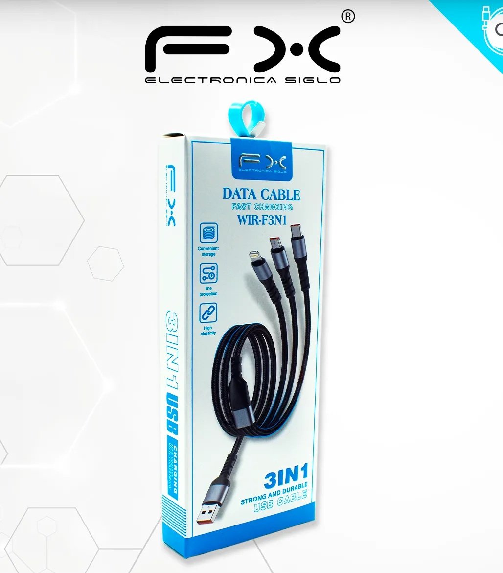 Cable 3 En 1 Tipo C, V8, Lightning (iphone)